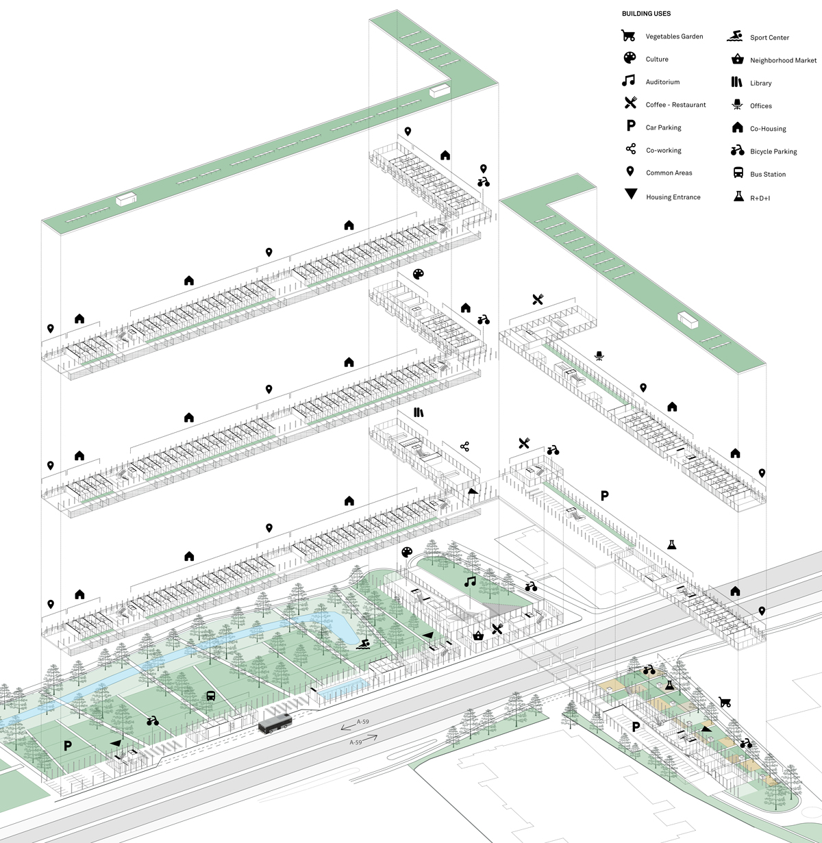 Propuesta para el proyecto de Europan 16 en Karskoga, Suecia, por Crudo Arquitectura