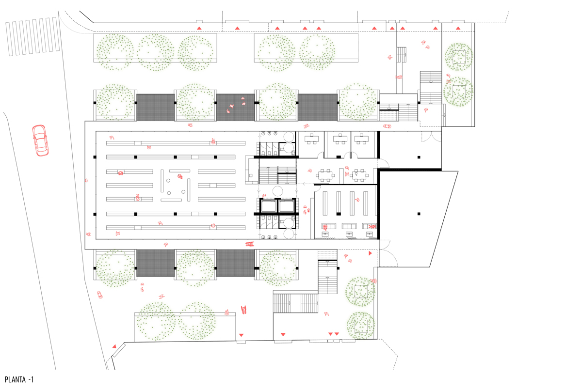 Plano de la reforma del Mercado de Ponteareas (Pontevedra), por Crudo Arquitectura