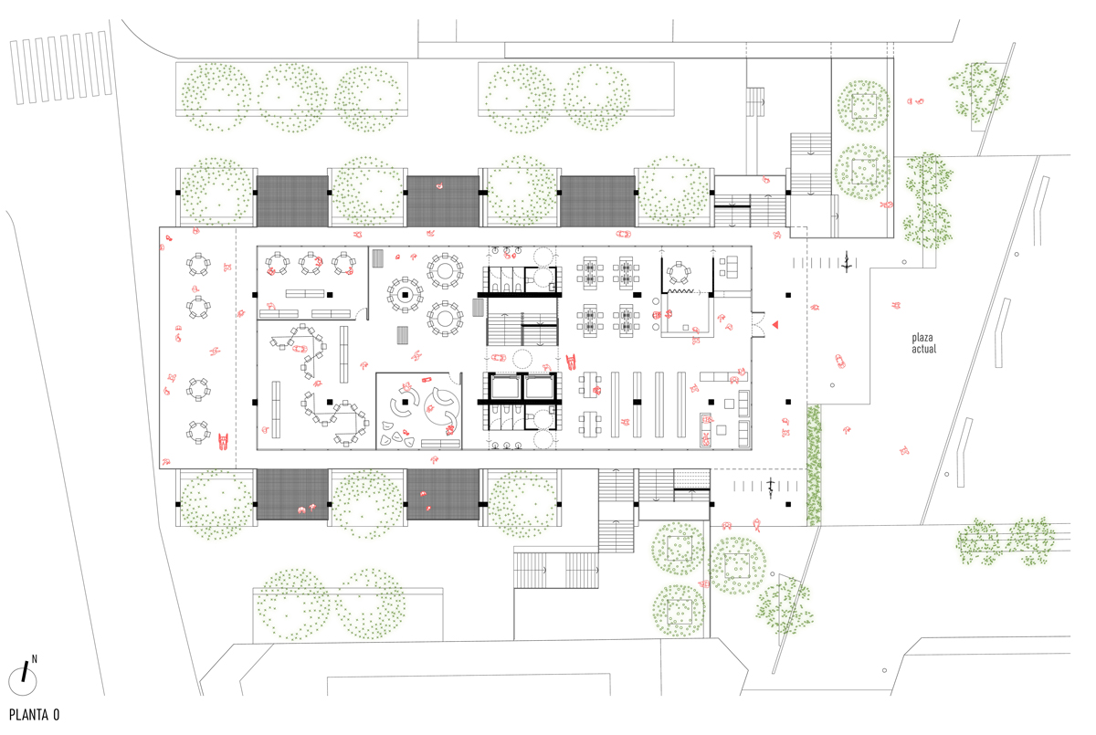 Plano de la reforma del Mercado de Ponteareas (Pontevedra), por Crudo Arquitectura