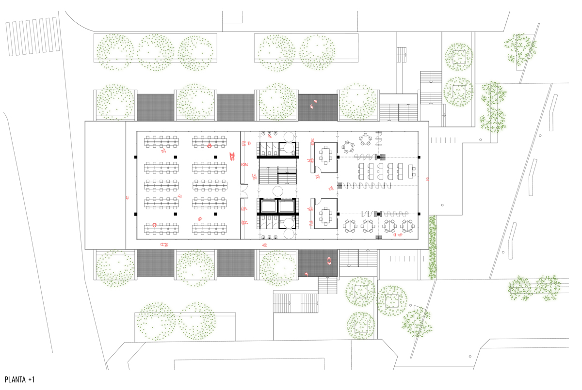Plano de la reforma del Mercado de Ponteareas (Pontevedra), por Crudo Arquitectura