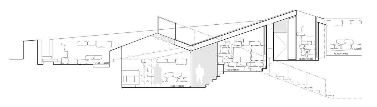 Sección de la vivienda de A Carriza, de Crudo Arquitectura