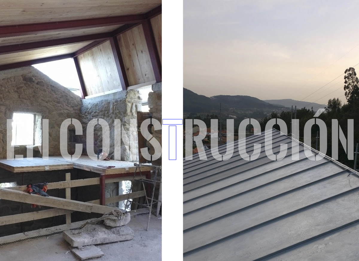 Construcción en curso de una vivienda contemporánea en A Carriza, Pontevedra