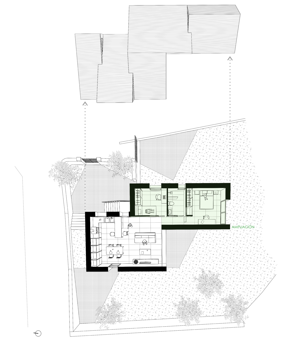 Perspectiva de Vivienda Casal do Mendo, diseño de Crudo Arquitectura en Pontevedra